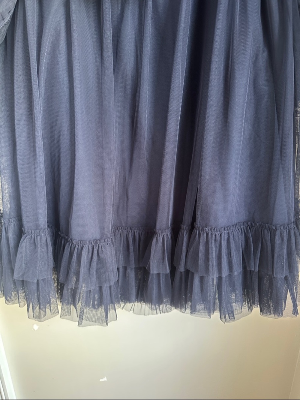 NWT - BODEN - Women's Navy Tiered Ruffle Skirt with Metallic Waistband - Sz 10 - Picture 4 of 10